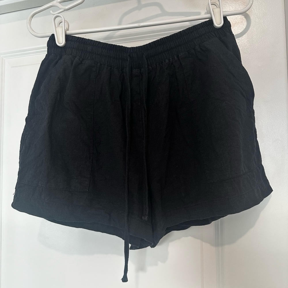 Splendid Black Linen Blend Drawstring Shorts | Small | GUC - Picture 2 of 5